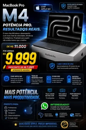 MacBook Pro m4 16gb ram 512 ssd Cinza