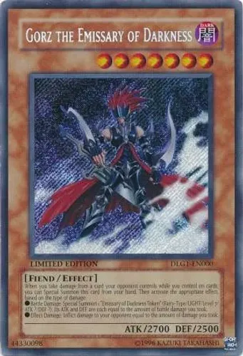 Yugioh!!! Gorz the Emissary of Darkness DLG1-EN000 Secret Rare