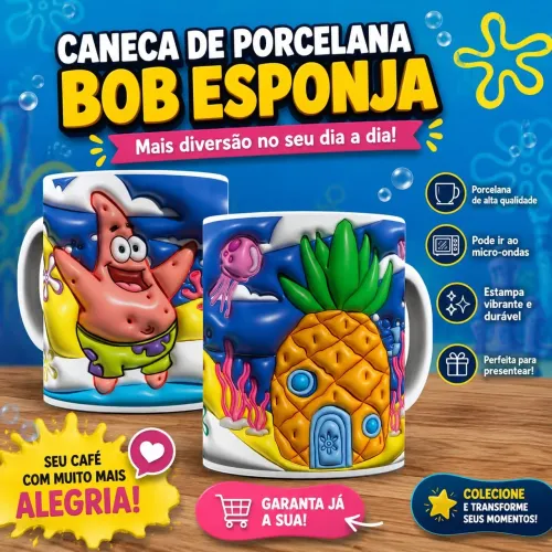 Caneca de porcelana Patrick - Bob Esponja