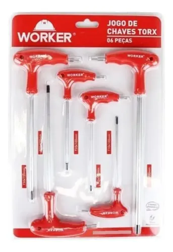 Jogo De Chaves Torx 6 Peças Worker - 340480 Cor Vermelho