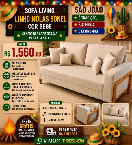SOFÁ EM LINHO MOLAS BONEL 2.0