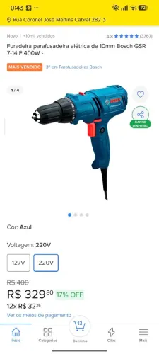 Furadeira e parafusadeira Bosh usada 