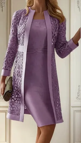 Vestido formal lindo, com cardigan Plus Size