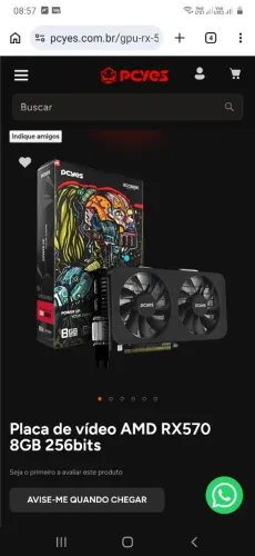 Vendo placa de vídeo rx 570 8gb