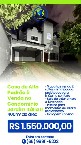 Casa de Alto Padrão à Venda no Condomínio Jardim Itália II