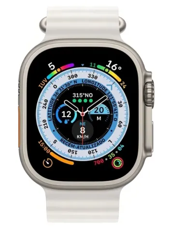 Apple watch ultra Titânio 49 mm Pulseira Oceano Branca Cor da pulseira Branca/Oceano - Exc