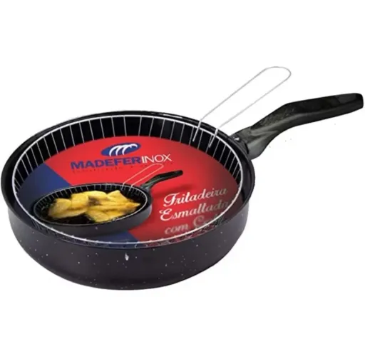 Frigideira esmaltada 26cm com cesto zincado madefer