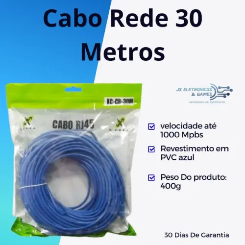 Cabo De Rede Ethernet 30 Metros - loja física - entrega rápida