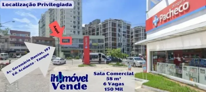 Sala Comercial para Venda com 58 M², 6 Vagas - Av. Geremário Dantas perto do Posto de Saúd