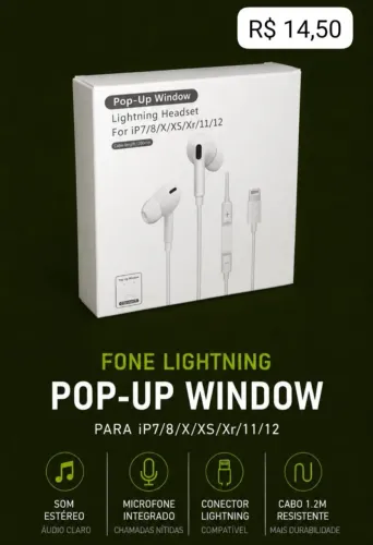 Fone de iphone ligtning.
