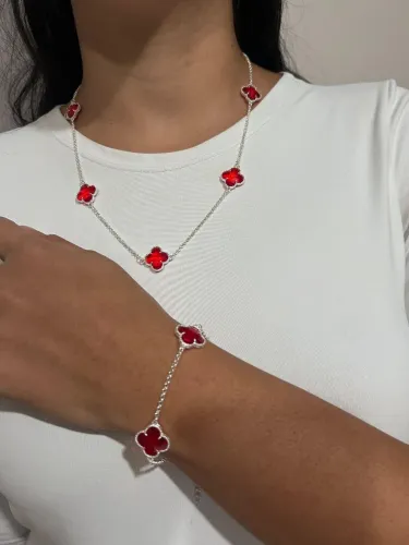Kit colar e pulseira em prata 925.