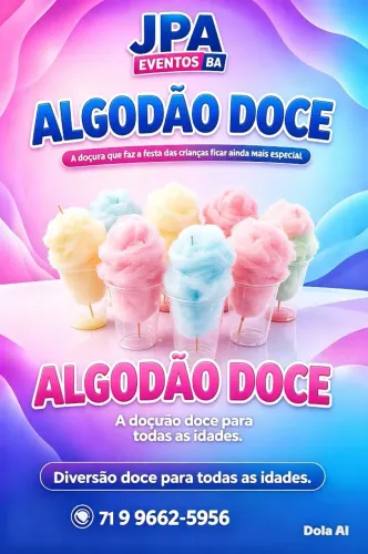 Saco copo ao vivo algodão doce e pipoca