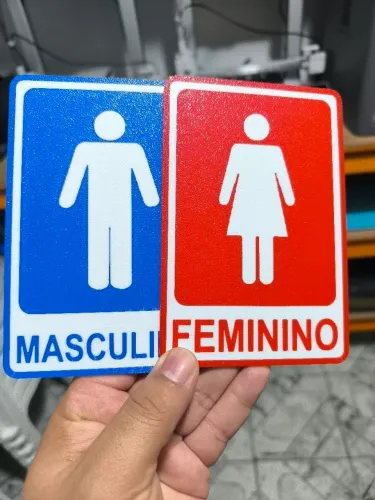 Placas de banheiro masculino e feminino 10x15 cm feito em impressão 3D