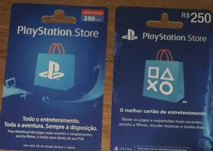 Cartões da PlayStationStore de R$250 novos por 205 cada