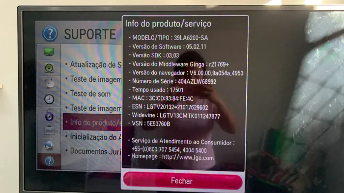 TV LG Smart 39 Polegadas Modelo 39LA6200-SA - Impecável
