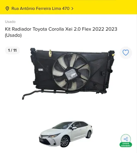 KIT RADIADOR TOYOTA COROLLA XEI 2.0 FLEX 2022