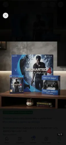 Ps4 slim na caixa c 2 cont, 6 jgs