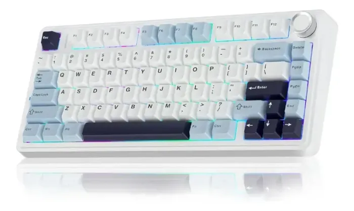 Teclado Mecânico F75 Sem Fio 75% Rgb Glacier Blue