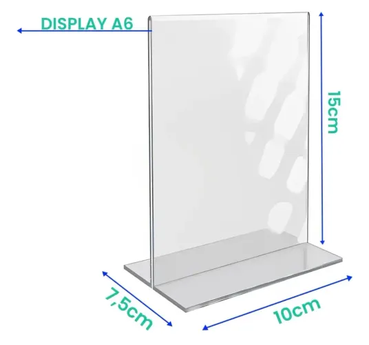 390 Display Acrílico T A6 Expositor Para Mesa Balcão Pix Cor Transparente