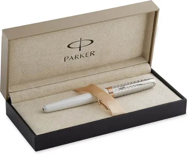 Caneta Tinteiro Parker Sonnet Branco/ Prata Ct S0947320 (NOVA)