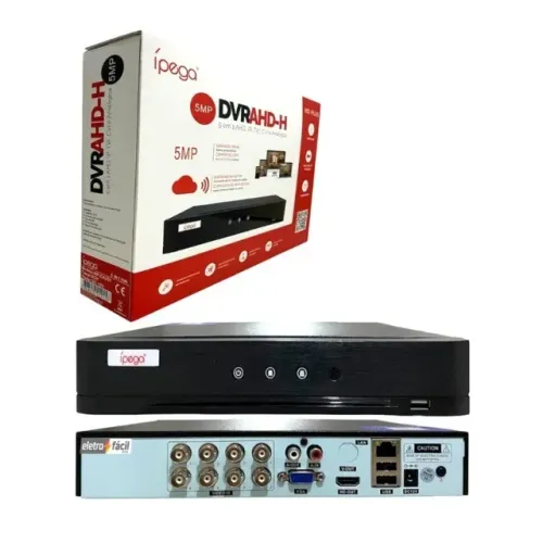 DVR Ípega KP-CA231 8 Canais 5MP 5 em 1 AHD IP TVI CVI Analógico Full HD
