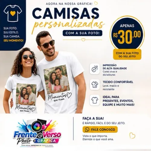 ? Camisas personalizadas com foto ? R$ 30,00