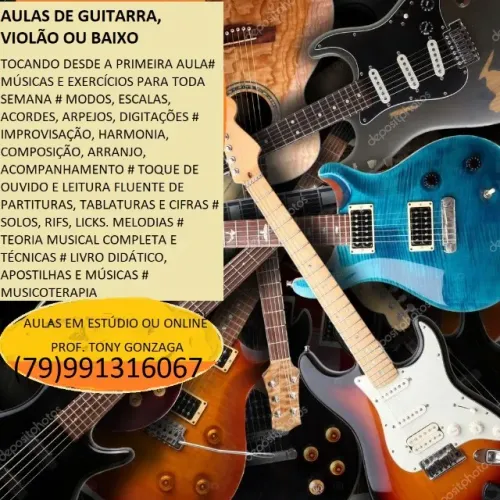 Aulas individuais de guitarra, violino, baixo ou violão