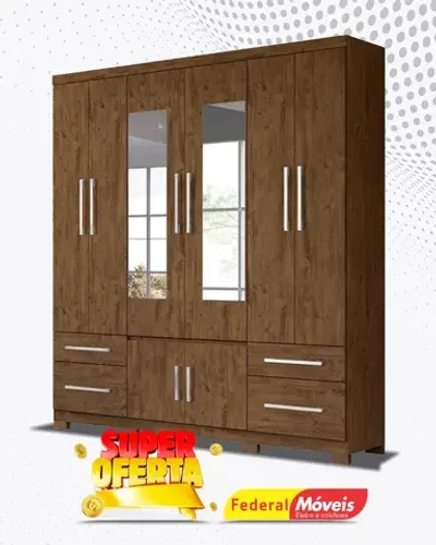 Guarda Roupa Casal 8 Portas 4 Gavetas Espelho Direto da Fabrica Promoção
