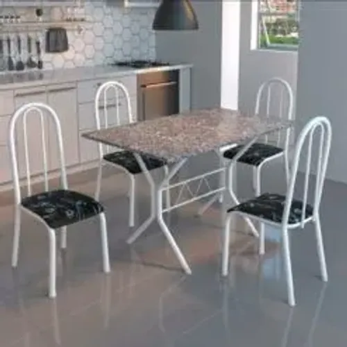 Mesa com 4 cadeiras com tampo em granito ocre!! Tt21