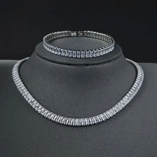 Kit Riviera Cravejada Choker Feminina Colar e Pulseira 