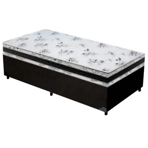 Base Box Solteiro Super Confort Suede + Colchão Solteiro D33 24x88x188