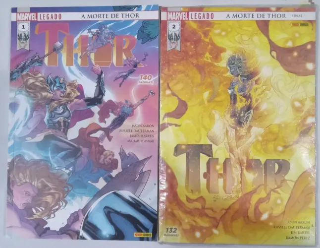 Dois quadrinhos em dois volumes a Morte de Thor Marvel legado da panini comics !