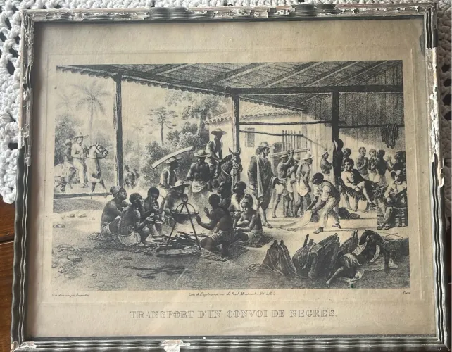 Quadro com a obra: transpot d un convoi de nègres 1835