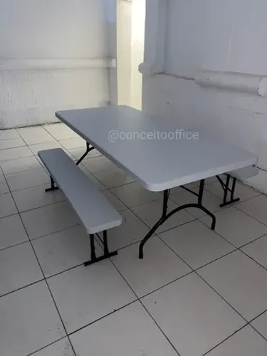 Mesa refeitório com dois bancos