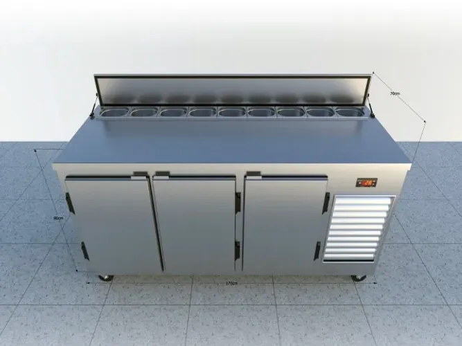 Bancada refrigerada 3 portas com condimentadora.