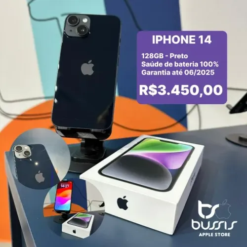 Iphone 14 Preto Semi Novo - 100% Saude de bateria muito bem conservado