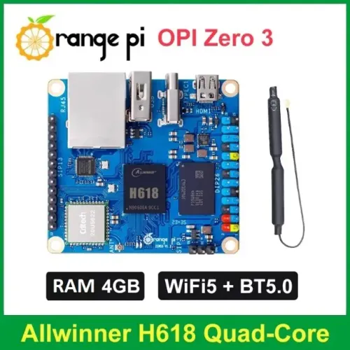 Orange Pi Zero 3 - Mini Computador, 4GB, DDR4, Allwinner H618, WiFi5, BT5.0, Single Board