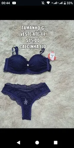 Conjunto de lingerie tamanho G escolha já sua