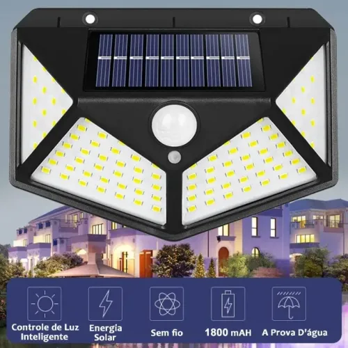 Luminária Com carregamento Solar 100 Leds