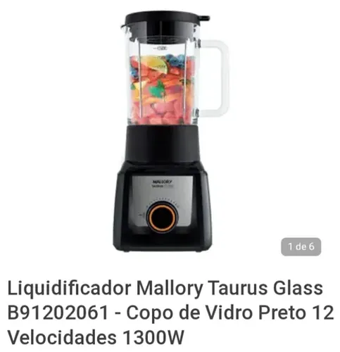 Liquidificador Mallory Taurus copo de vidro 110v