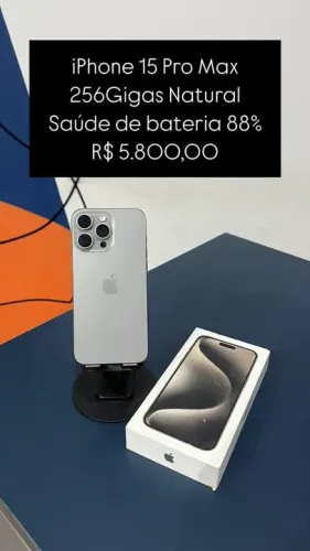 IPhone 15 Pro Max Natural 256Gigas Saude de Bateria 88% R$ 5.800,00 Semi Novo | Loja Fisic