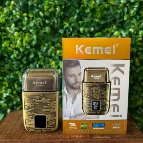 Barbeador Shaver Kemei KM-870 Profissional Metal Recarregável Tela LCD