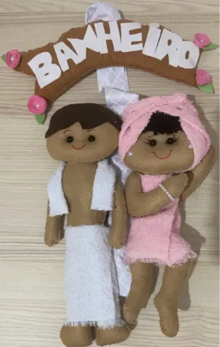 Mimos para o banheiro.Par de bonecos para banheiro