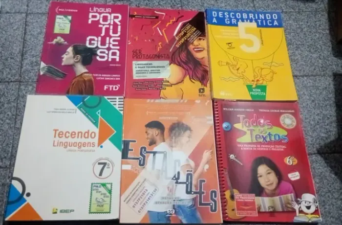 livros praticas língua portuguesa, ser protagonista, se liga na língua, etc