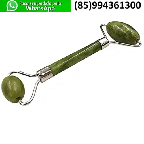 Rolinho Massageador Facial Roller - Pedra Jade Verde - Rolo Massagem