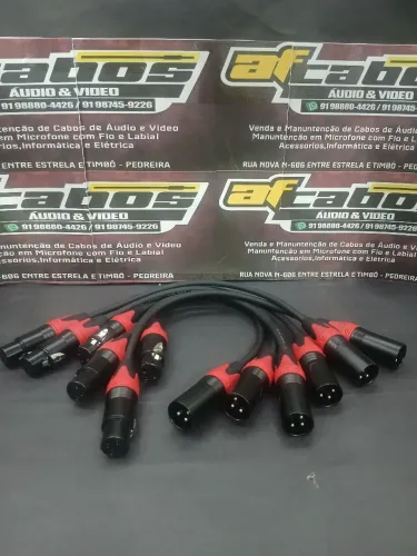 Kit com 6 Cabos XLR Profissionais com 30cm