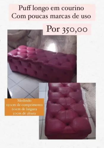 Puff Longo em Courino Rosa - 150cm R$250 PRA VENDER LOGO