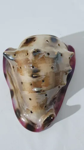 Concha Decorativa em Cerâmica pintada à mão anos 60