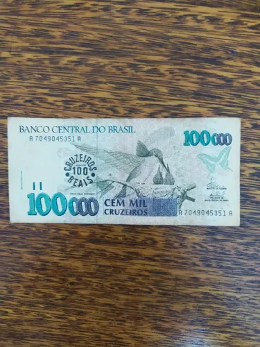 Nota Antiga De Cem Mil Cruzeiros