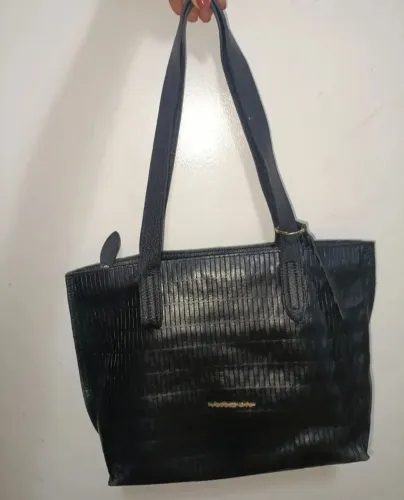 Bolsa Preta d couro legítimo Arzon - 